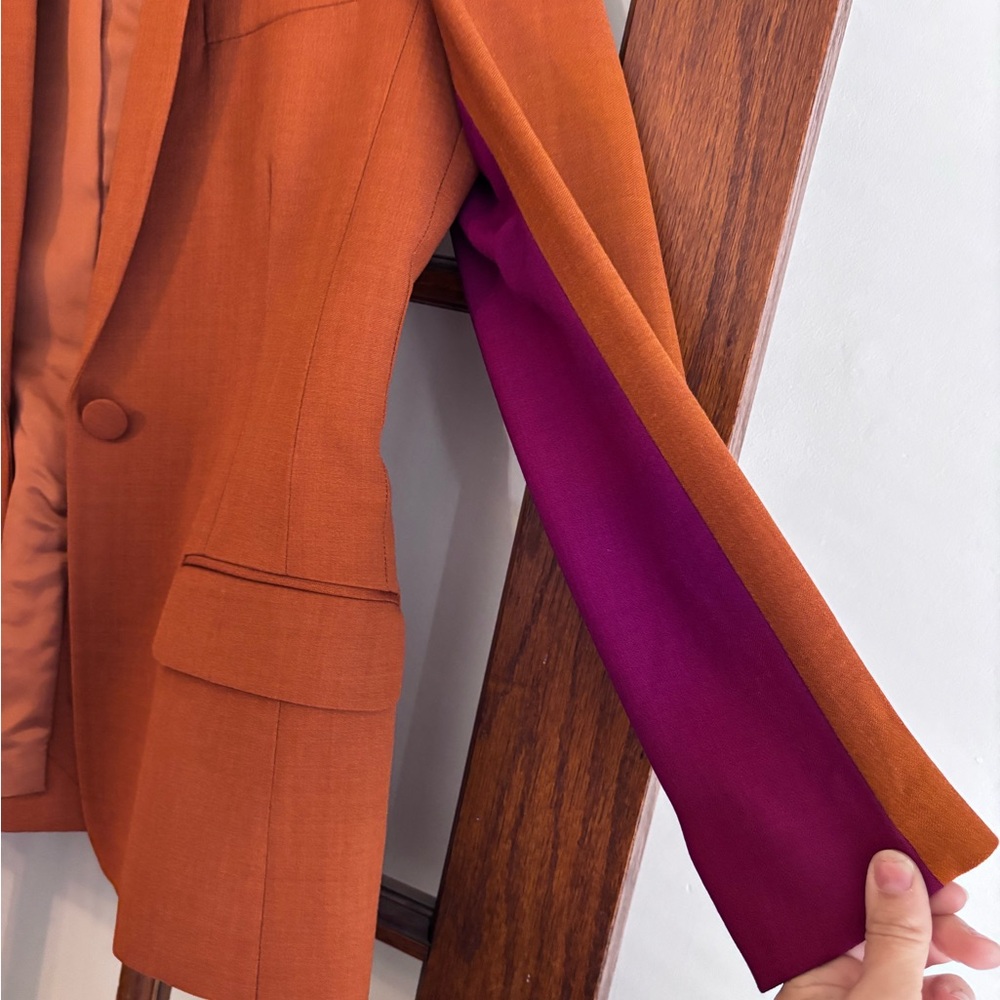 Women's Orange Single-Button Blazer - image 3
